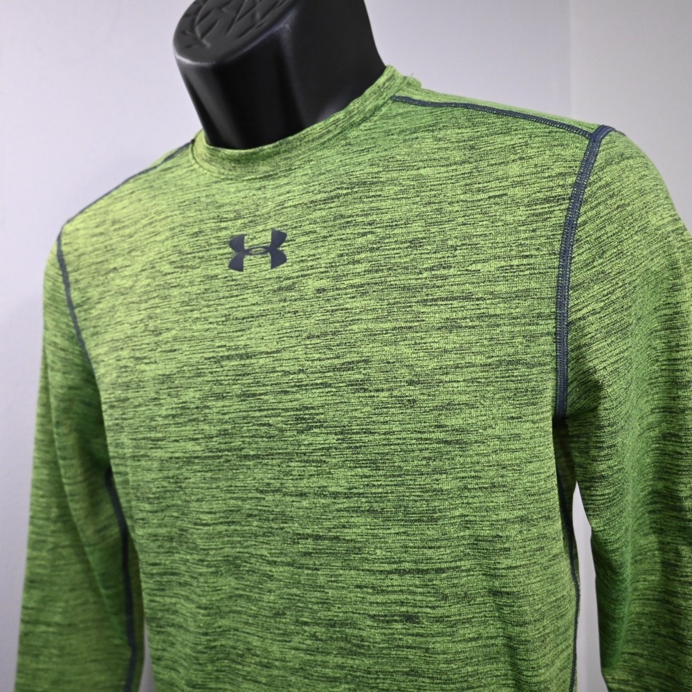 Under Armour ColdGear Compression Gym Shirt Green Long Sleeve Mens Size Medium